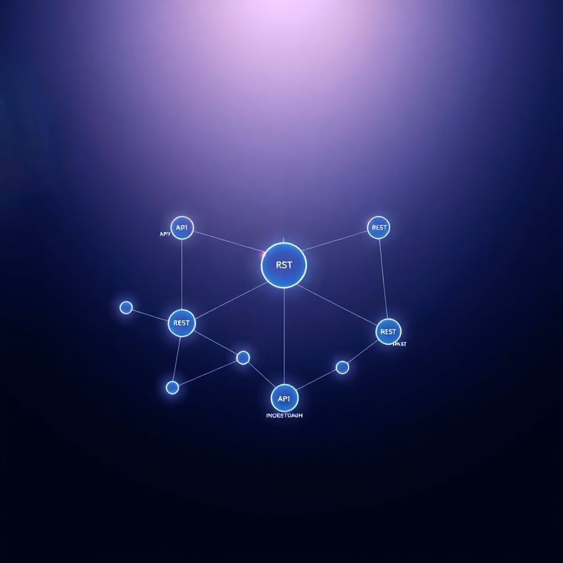 Apstraktna vizualizacija API arhitekture s indigo mrežnim čvorovima